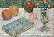 Paul Signac still life with a book and roanges Spain oil painting reproduction